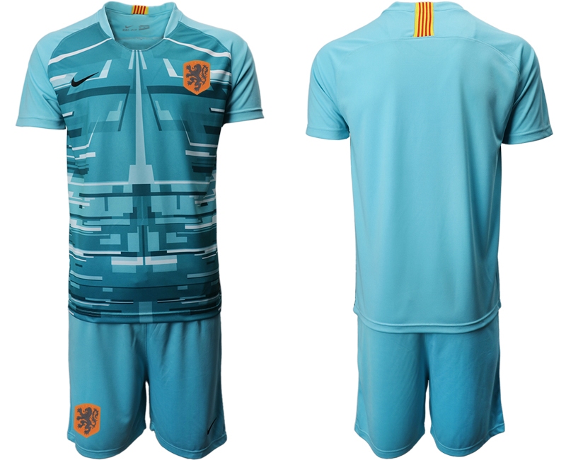 Men 2021 European Cup Netherlands blue goalkeeper Soccer Jerseys1->netherlands(holland) jersey->Soccer Country Jersey